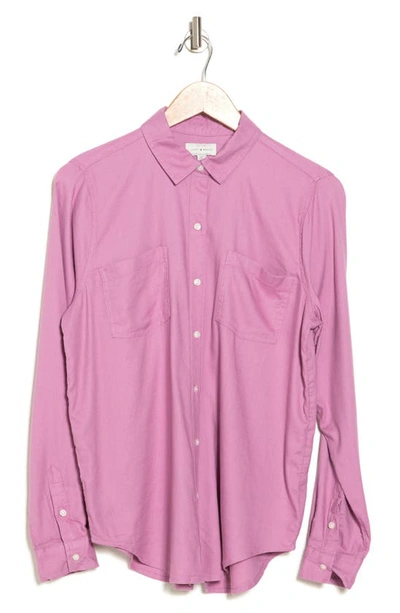 Lucky Brand Solid Button Front Shirt In Mauve Orchid