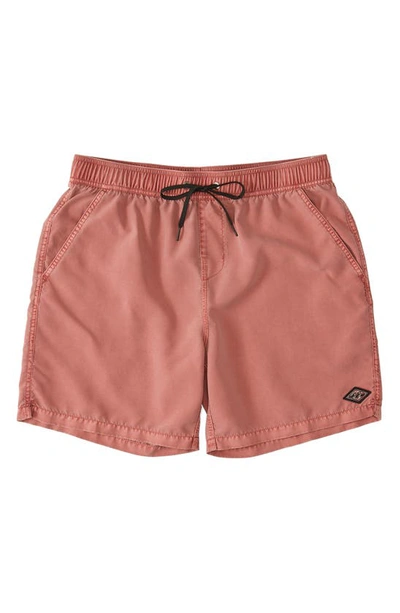 Billabong All Day Overdyed Layback Recycled Polyester Board Shorts In Dusty Red