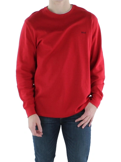 Polo Ralph Lauren Mens Waffle-knit Logo Crewneck Sweater In Red