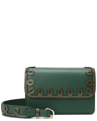 Tiffany & Fred Paris Fold-over Leather Lace-effect Crossbody In Green