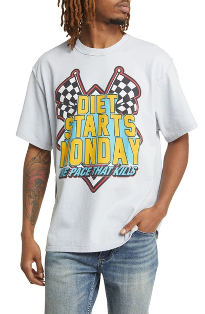 Diet Starts Monday Pace Cotton Graphic T-shirt In Grey