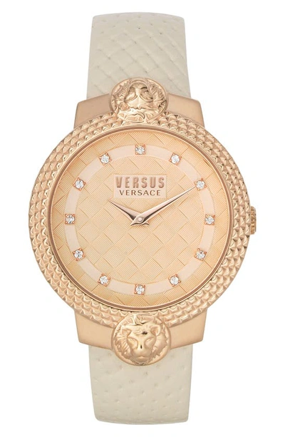 Versus Versace Montorgueil Crystal Index Leather Strap Watch, 38mm In Ip Rose Gold