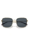Tory Burch 56mm Rectangular Sunglasses In Shiny Light Gold/ Dark Grey