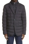 Herno La Giacca Water Resistant Down Blazer With Removable Bib In Navy