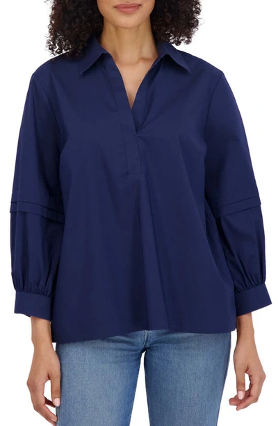 Foxcroft Frankie Poplin Shirt In Navy