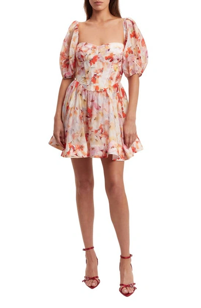 Bardot Kiah Floral Corset Minidress In Painterly Floral