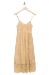 Nsr Crochet Stretch Lace Midi Dress In Beige