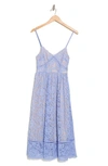 Nsr Crochet Stretch Lace Midi Dress In Peri