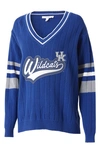 Wear By Erin Andrews University V-neck Cotton Sweater In U. Of Kentucky