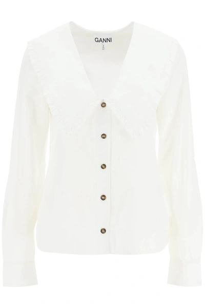 Ganni Shirt With Peter Pan Collar In White