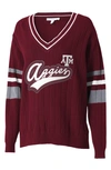 Wear By Erin Andrews University V-neck Cotton Sweater In Texas A&m University