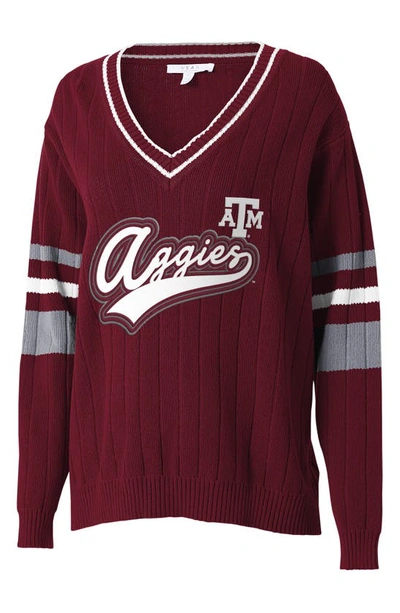 Wear By Erin Andrews University V-neck Cotton Sweater In Texas A&m University