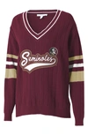 Wear By Erin Andrews University V-neck Cotton Sweater In Florida State University