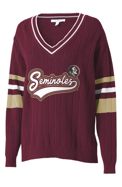 Wear By Erin Andrews University V-neck Cotton Sweater In Florida State University