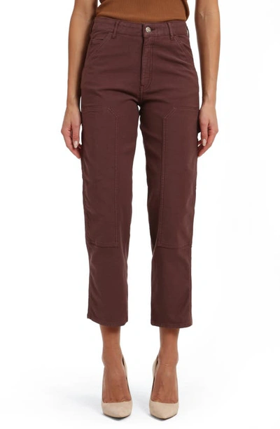 Mavi Jeans Luisa High Waist Straight Leg Twill Carpenter Pants In Mahogany Luxe Twill