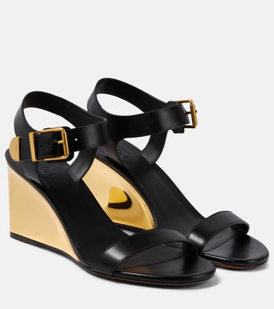 Chloé + Net Sustain Rebecca Leather Sandals In Black