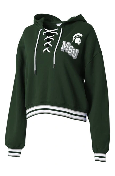 Wear By Erin Andrews University Lace-up Pullover Hoodie In Michigan State University
