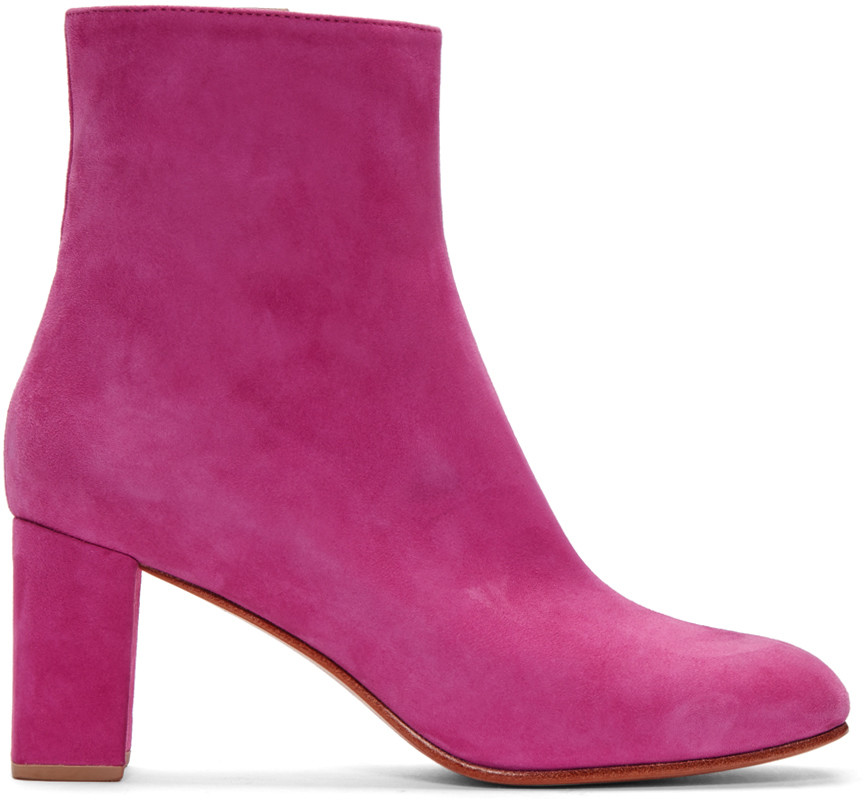 Maryam Nassir Zadeh Agnes Suede Ankle Boots In Fuschia Pink | ModeSens