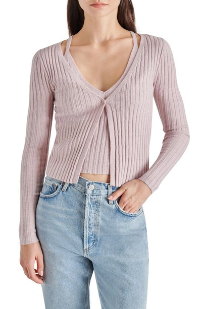 Steve Madden Ribbed Cardigan In Burnished Lilac