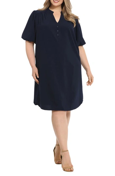 London Times Pebble Crepe Shift Dress In Navy