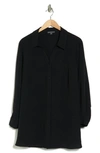Adrianna Papell Long Sleeve Button-up Shirt In Black
