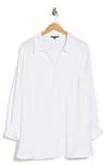 Adrianna Papell Long Sleeve Button-up Shirt In White