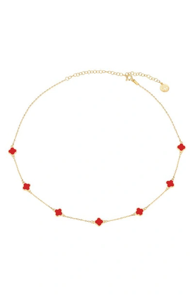 Gabi Rielle Scarlet Clover Station Necklace In Gold