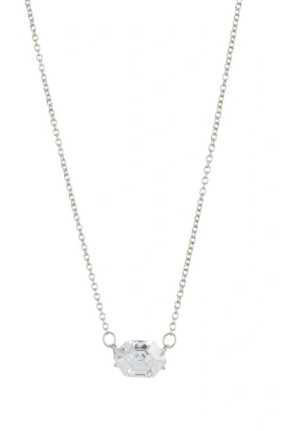 Nordstrom Rack Hexagon Cut Cubic Zirconia Pendant Necklace In Clear- Silver