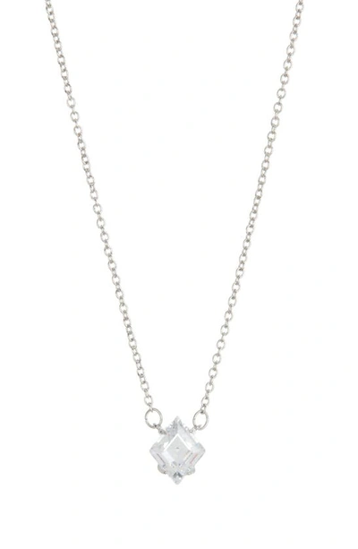Nordstrom Rack Cubic Zirconia Pendant Necklace In Clear- Silver