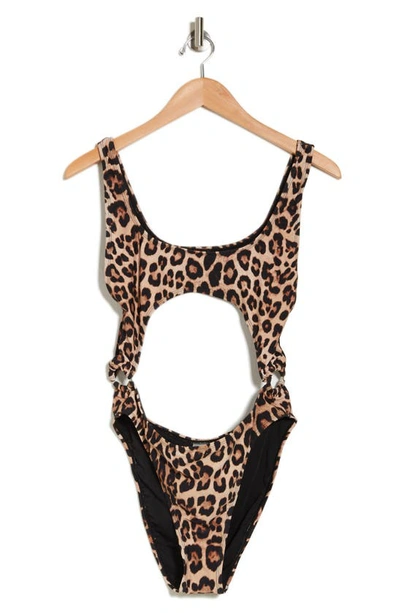 Good American Always Fits Cutout One-piece Swimsuit In Good Leopard003