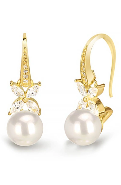 Gabi Rielle 14k Gold Plated Sterling Silver Cubic Zirconia & Mother-of-pearl Drop Earrings In White