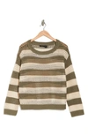 Rdi Stripe Open Weave Sweater In Olive