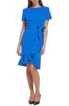 Calvin Klein Short Sleeve Wrap Style Dress In Capri
