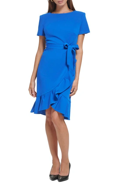 Calvin Klein Short Sleeve Wrap Style Dress In Capri