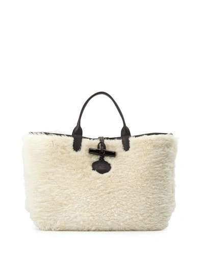 Longchamp Roseau Panthere Large Reversible Tote Bag, Ecru | ModeSens