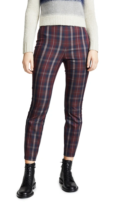 Rag & Bone Simone Pants With Yoke In Burgundy Plaid