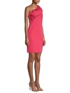 Trina Turk La Cruz Asymmetric One-shoulder Ruffle Dress In Pink Pop