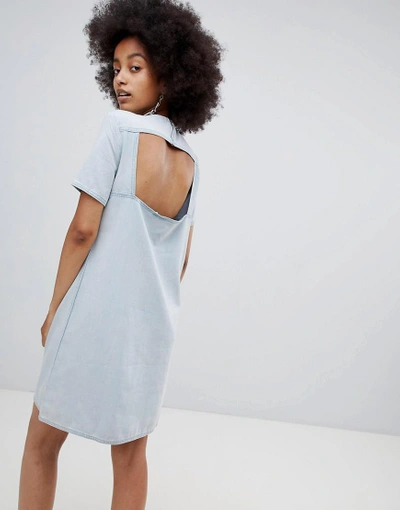Cheap Monday Collage Dress With Cutout Back - Blue