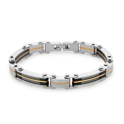 Metallo Stainless Steel Cable And Links Bracelet In Silver