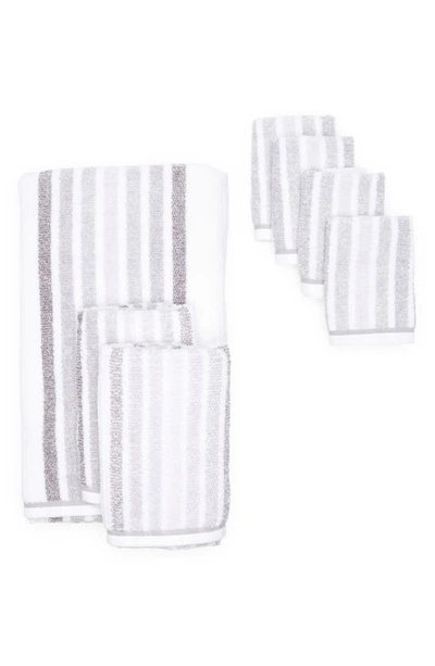 Caro Home 8-pack Cotton Towel Bundle In White/ Radiant Grey