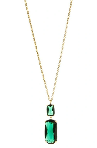 Rivka Friedman 18k Gold Plated Green Crystal Pendant Necklace