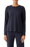 Eileen Fisher Long Sleeve Crewneck Top In Nocturne