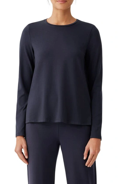 Eileen Fisher Long Sleeve Crewneck Top In Nocturne