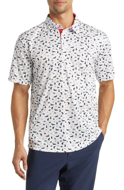 Swannies Jesse Boating Print Golf Polo In White