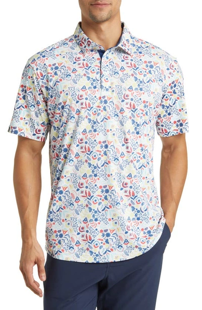 Swannies Clyde Floral Golf Polo In Lemon
