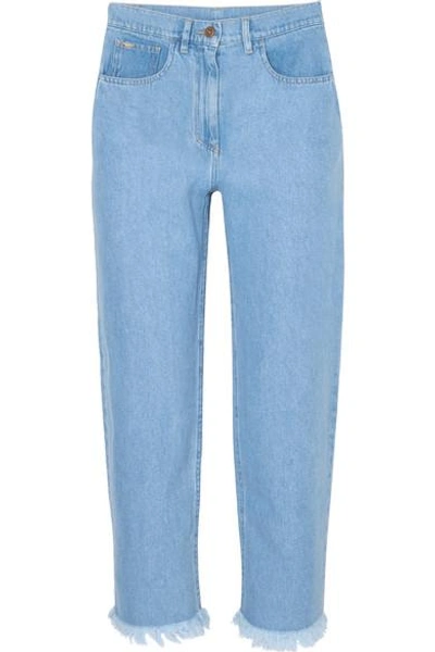 Nanushka Rupa Frayed High-rise Straight-leg Jeans In Blue