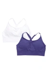 Marika Mary Jane 2-pack Sports Bras In Navy Blue/ White