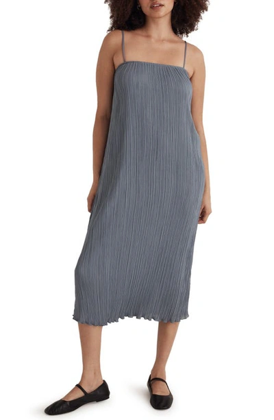 Madewell The Goldie Plissé Dress In Teapot Blue