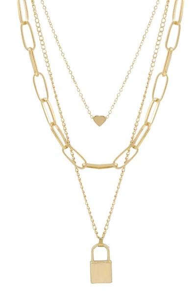 Ettika Paperclip Lock Layered Necklace In Gold