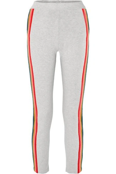 Allude Striped Wool-blend Track Pants In Gray